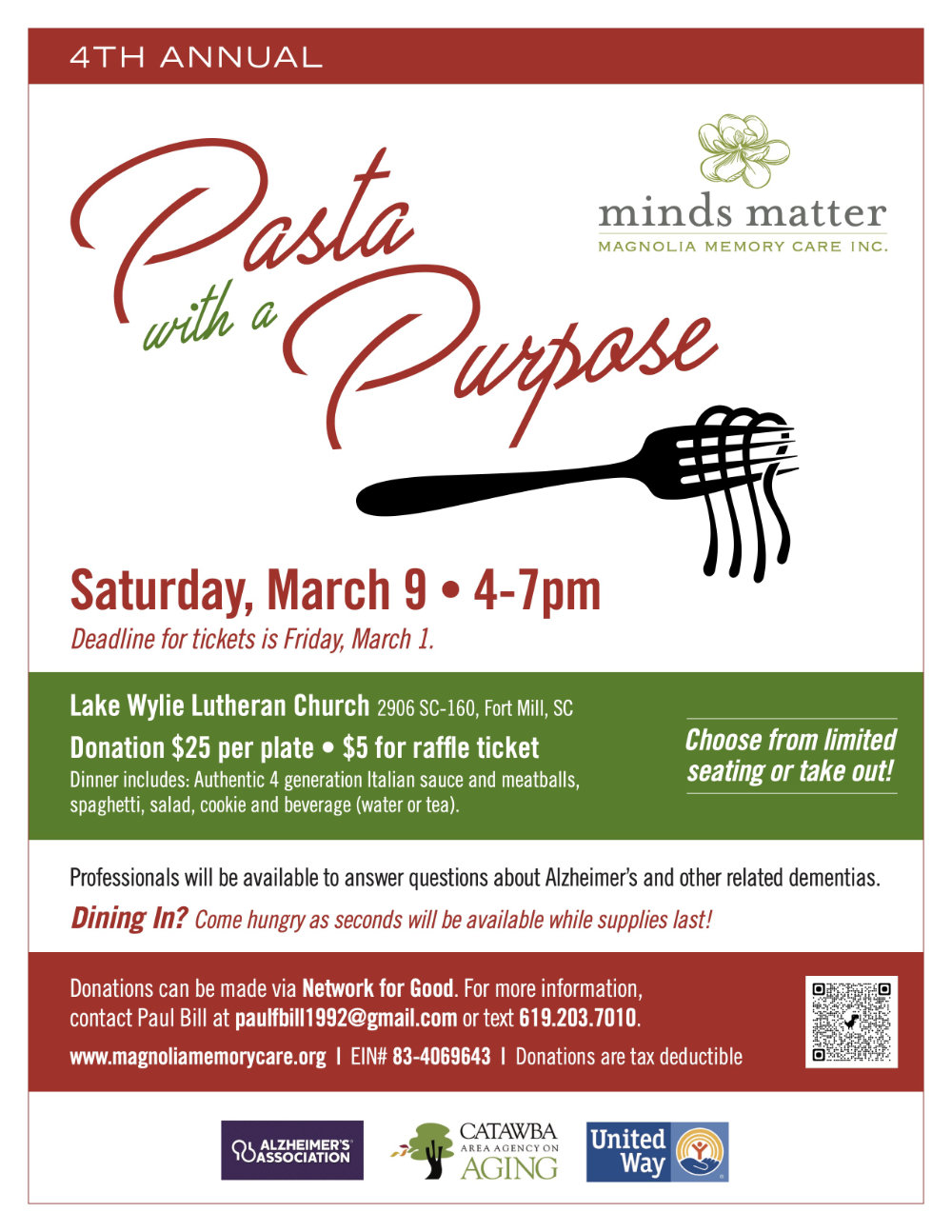 Pasta with a purpose fundraiser in Fort Mill, SC